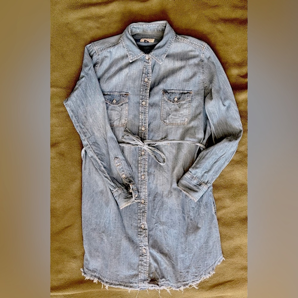 Universal Thread Distressed Denim Shirt Dress Women’s S Pre Owned